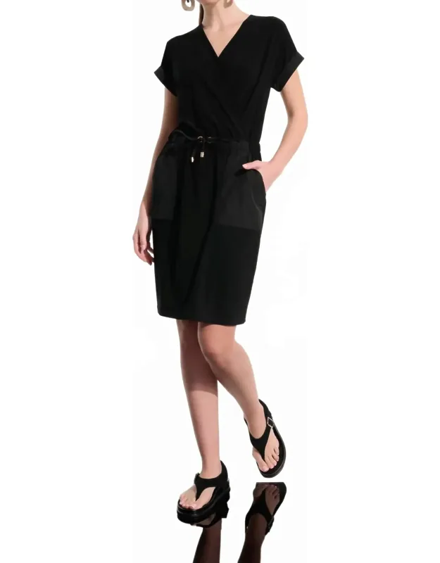Silky Knit And Memory Straight Wrap Dress