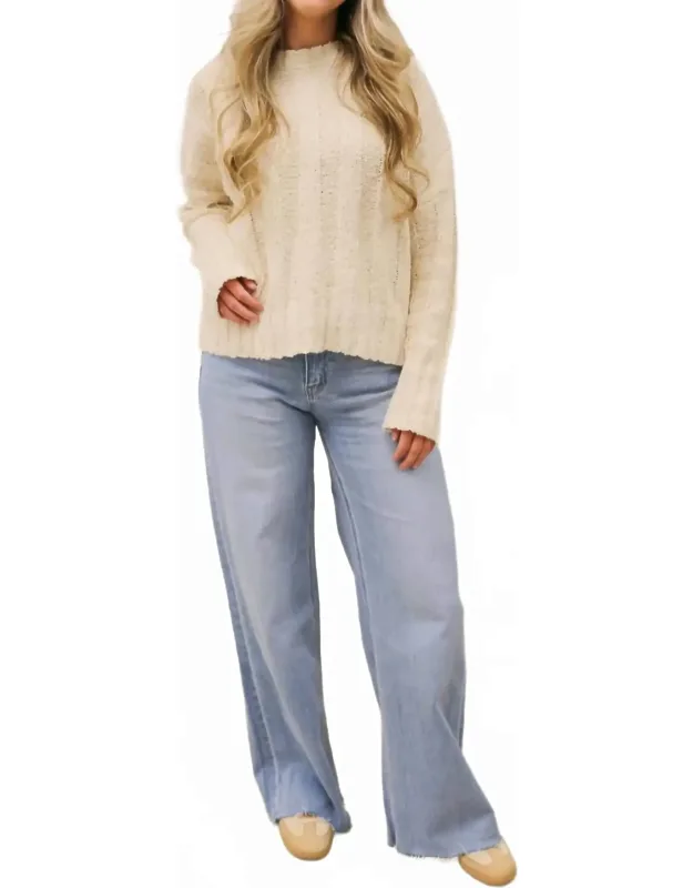 Olivia Wide Leg Comfort Stretch Raw Hem Jeans