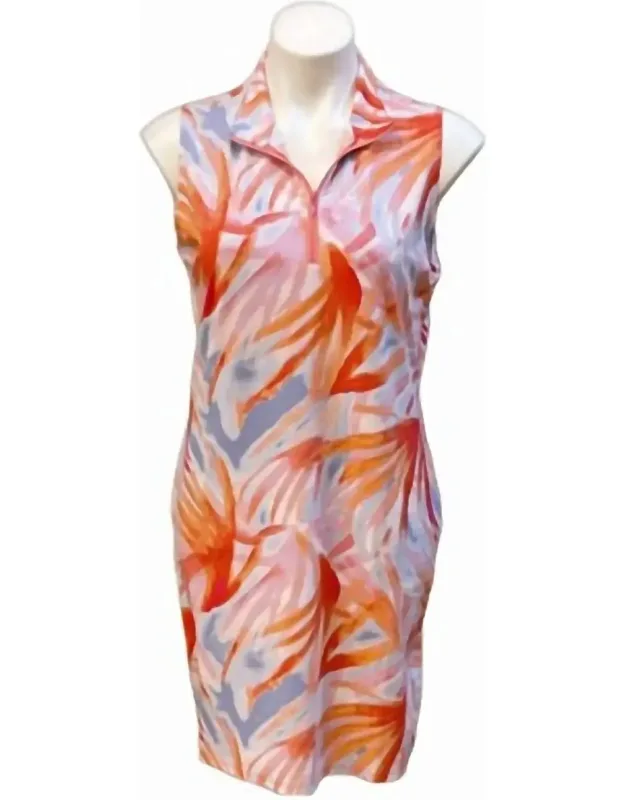 Coral Orchid Sports Performance Tropical Print Dress