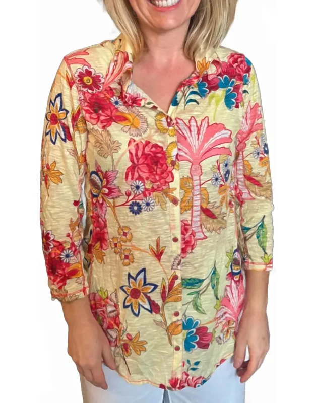 Crushed Three Quarter Sleeve Polo Shirt