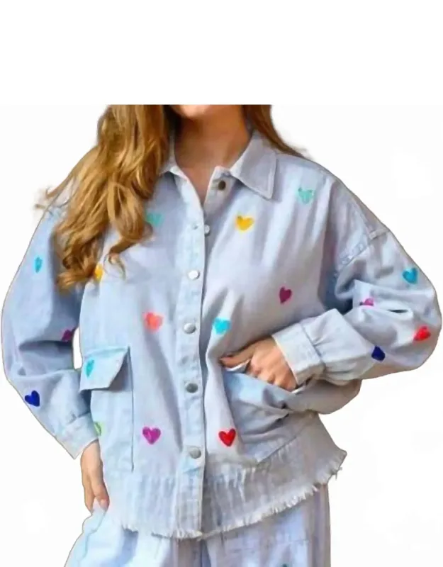 Denim Jacket With Hearts