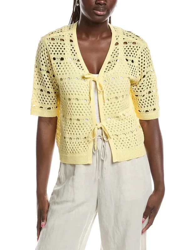 Open Knit Tie Front Cardigan