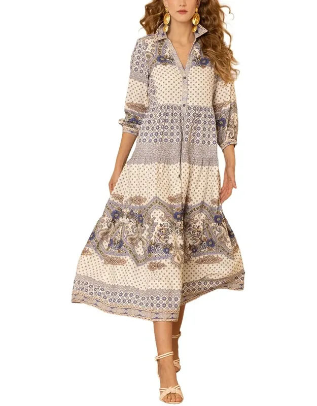 Linen-blend Midi Dress