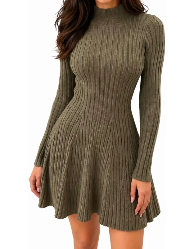 Rib Mock Neck Sweater Dress