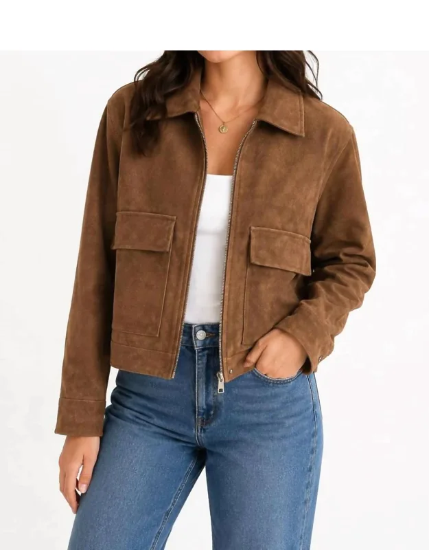 Sueded Collar Zip Jacket