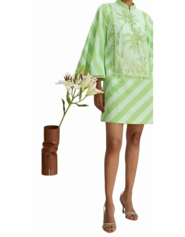 Hand Beaded Kaftan Mini Dress