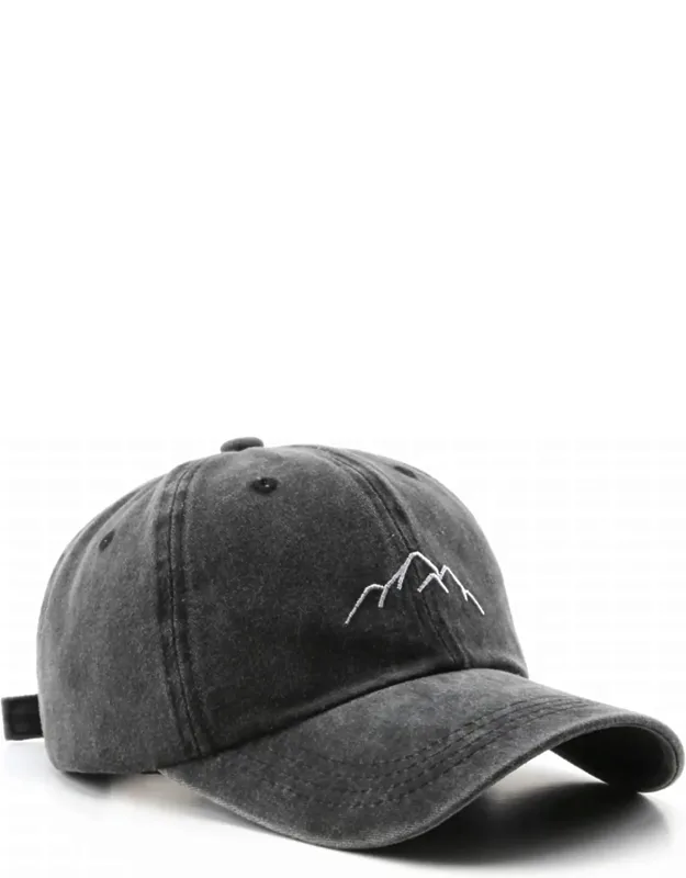 Vintage Washed Distressed Mountain Embroidery Cap