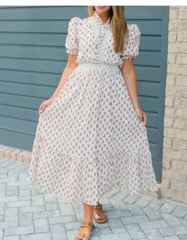 High Collar Floral Maxi Dress