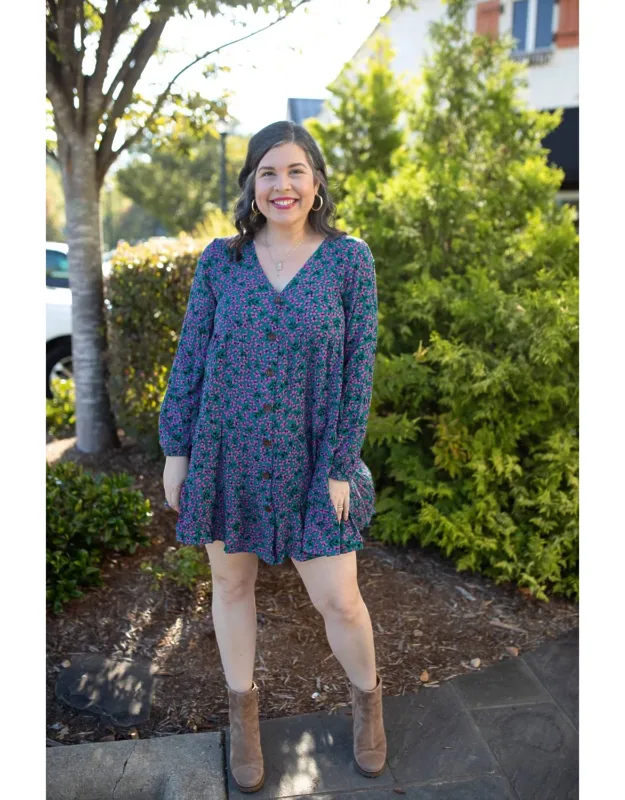 Ditsy Floral Printed Babydoll Mini Dress