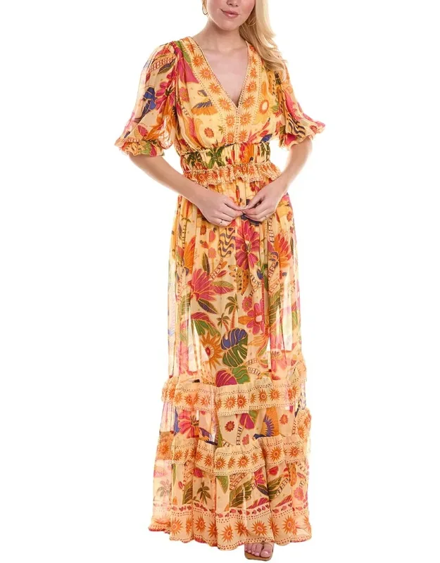 Tapestry Tiered Hem Maxi Dress