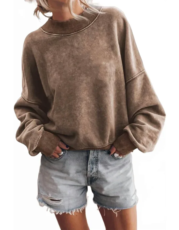 Solid Color Drop Shoulder Pullover Sweatshirt