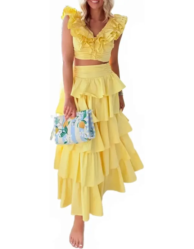 Amalfi Crop Top And Skirt Set