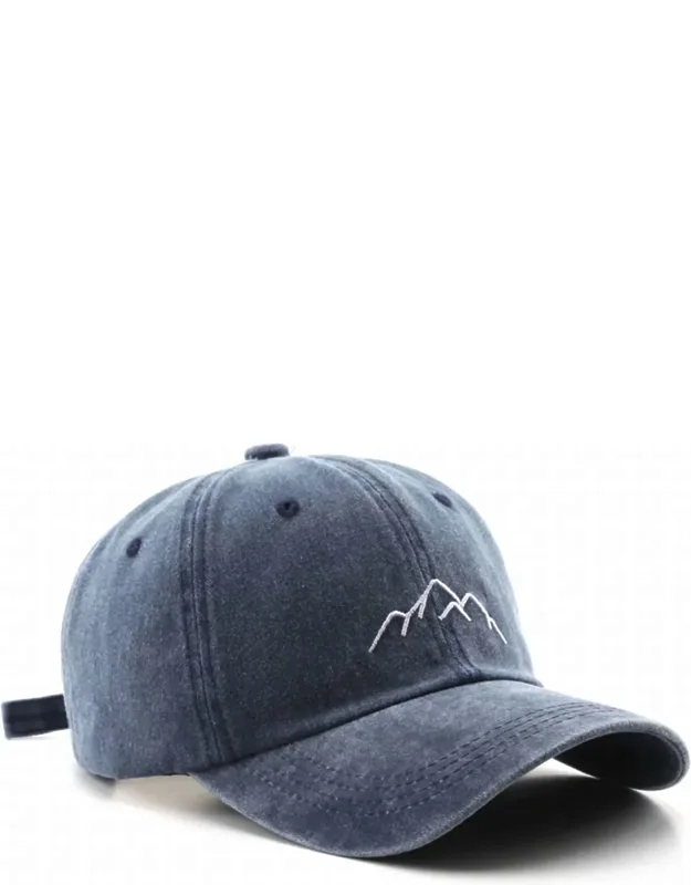 Vintage Washed Distressed Mountain Embroidery Cap