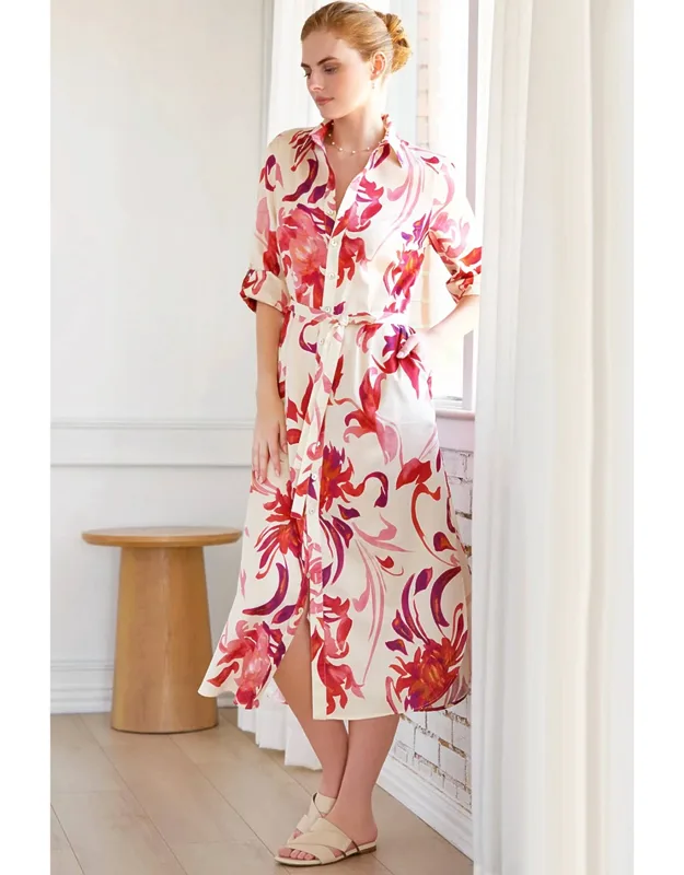 Floral Long Shirt Dress