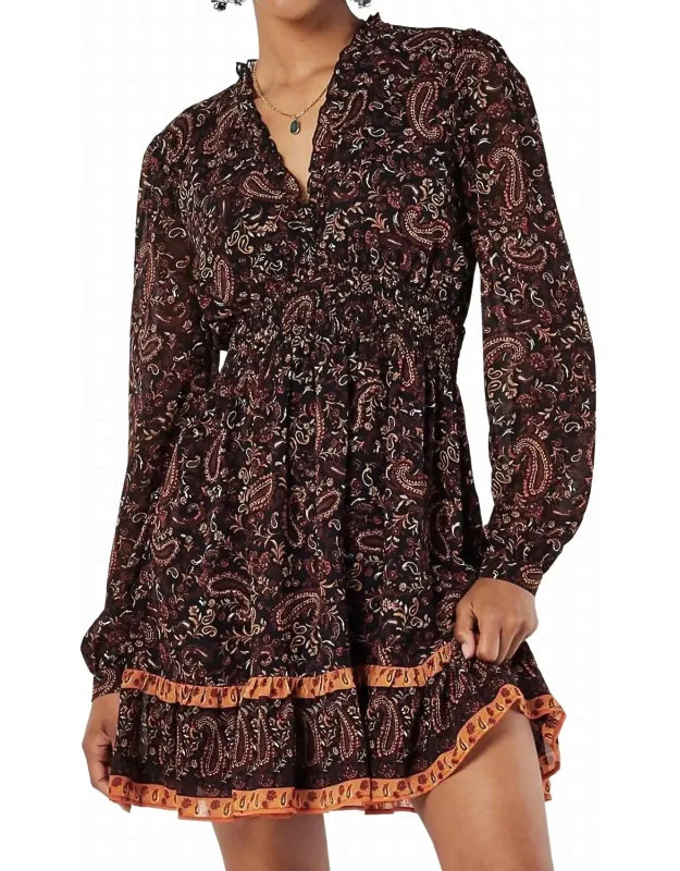 Paisley Border Ruffle Dress