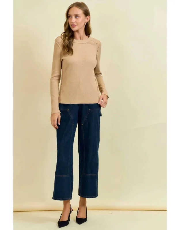 Western Yoke Ribbed Long-sleeve Tee