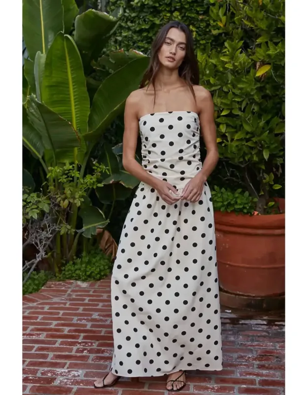 Dot Cotton-linen Blend Midi Dress