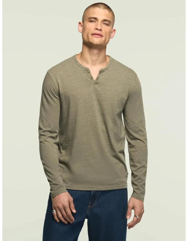 Venice Burnout Long Sleeve Notch Neck Tee