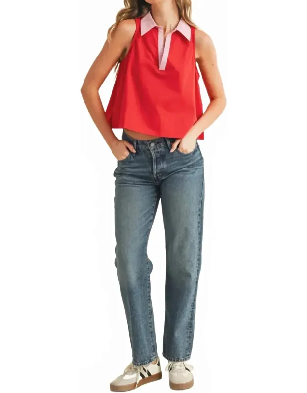 Relaxed Cotton Poplin Collar Top