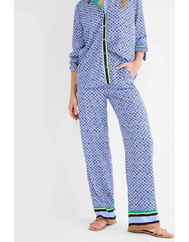 Mosaic Trimmed Wide Leg Pants