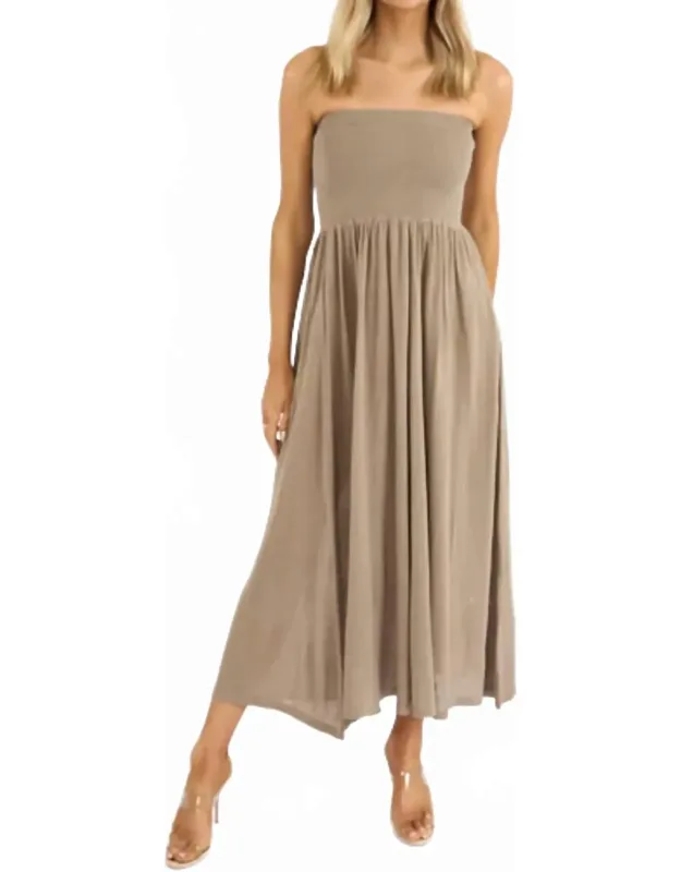 Jeanne Dress With Strapless Design And Ankle-length Slip Silhouette