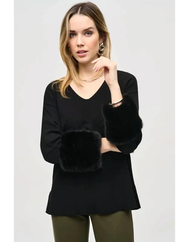 Sansa Sweater Knit Faux Fur Cuff Tunic