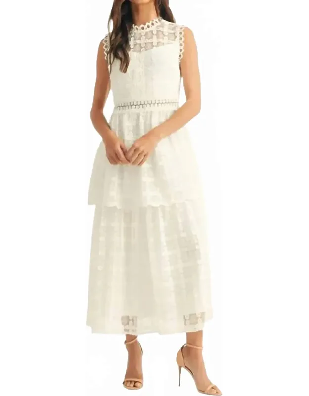 Tiered Ruffle Lace Midi Dress