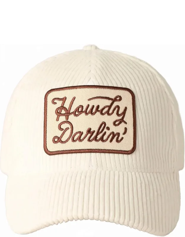 Howdy Darlin' Embroidery Patch Corduroy Cap