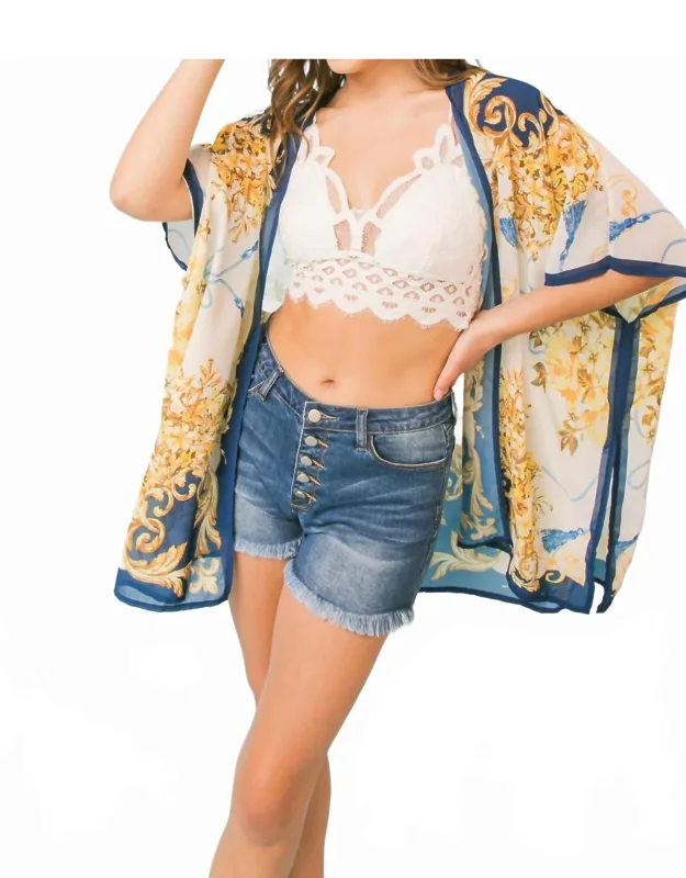 Scarf Print Woven Cover Up Kimono