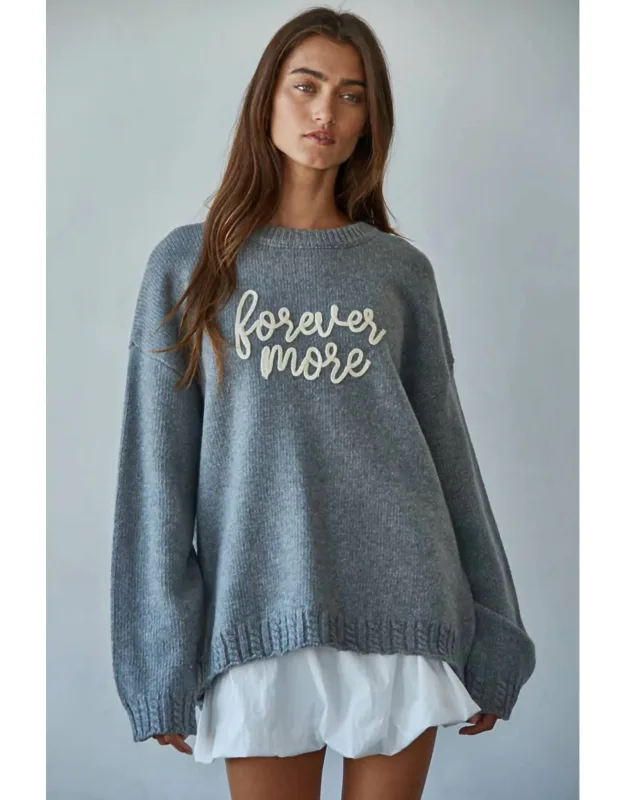 Hand-embroidered Letters Knit Sweater