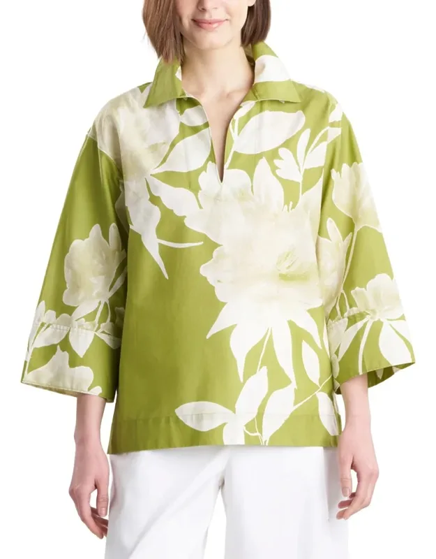 Andora Printed Poplin Kimono Shirt