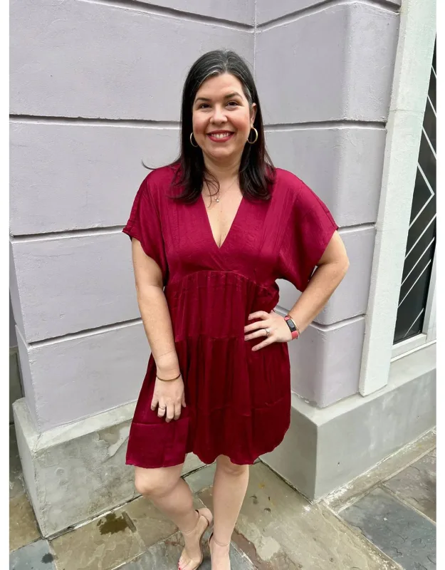 Double V-neck Mini Dress