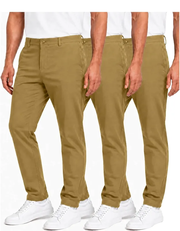 Super Stretch Slim Fit Everyday Chino Pants-3 Pack