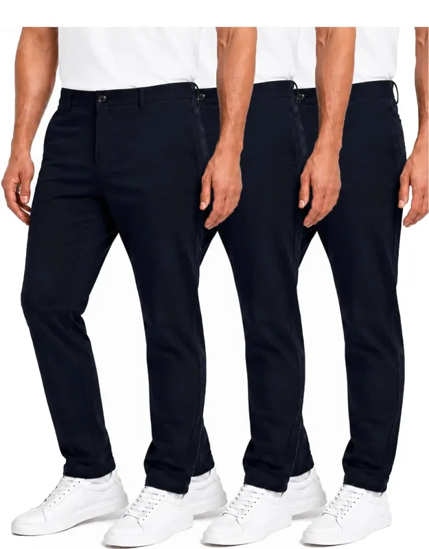 Super Stretch Slim Fit Everyday Chino Pants-3 Pack