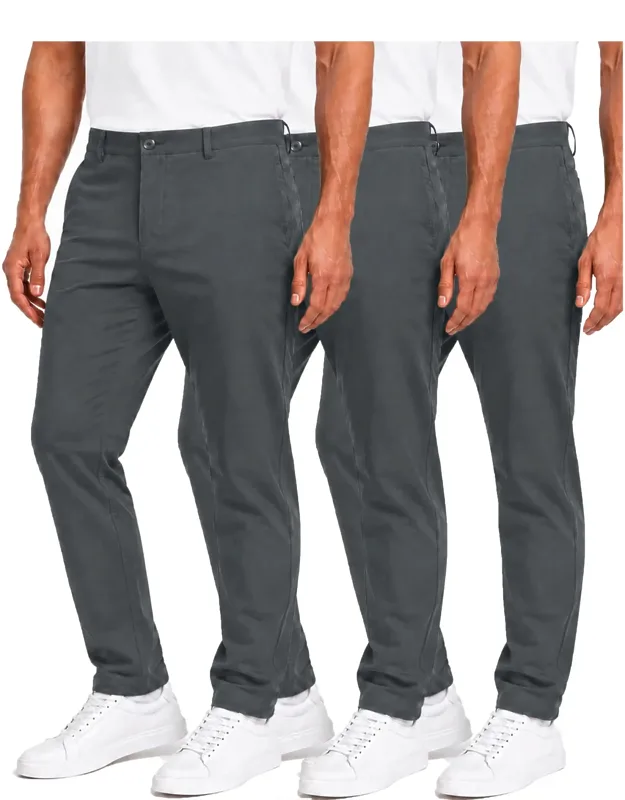 Super Stretch Slim Fit Everyday Chino Pants-3 Pack