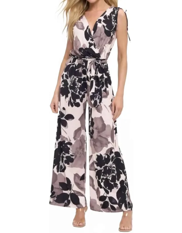 Floral Tie Shoulder Jumpsuit