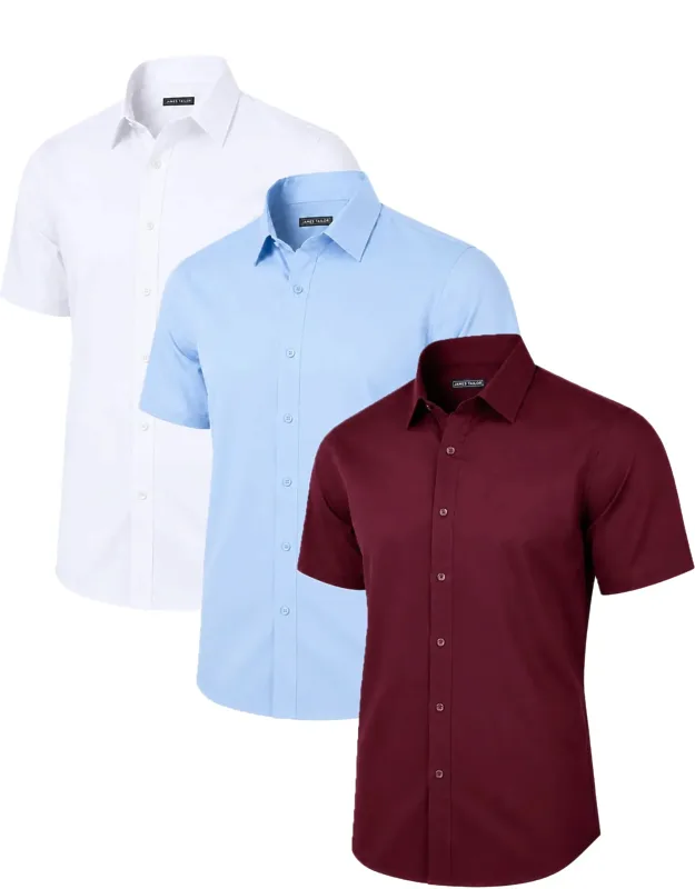 Galaxy Slim Fit Short Sleeve Stretch Dress Shirt - 3 Pack
