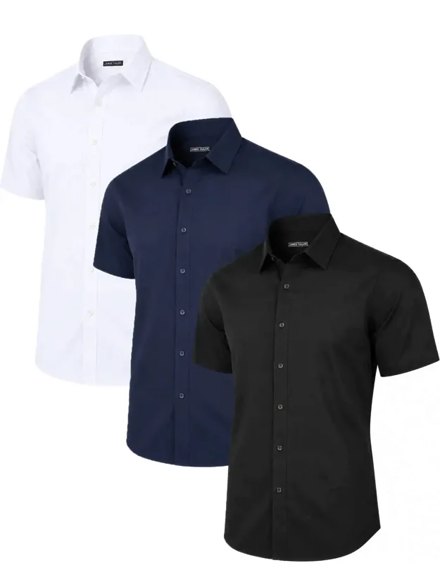 Galaxy Slim Fit Short Sleeve Stretch Dress Shirt - 3 Pack