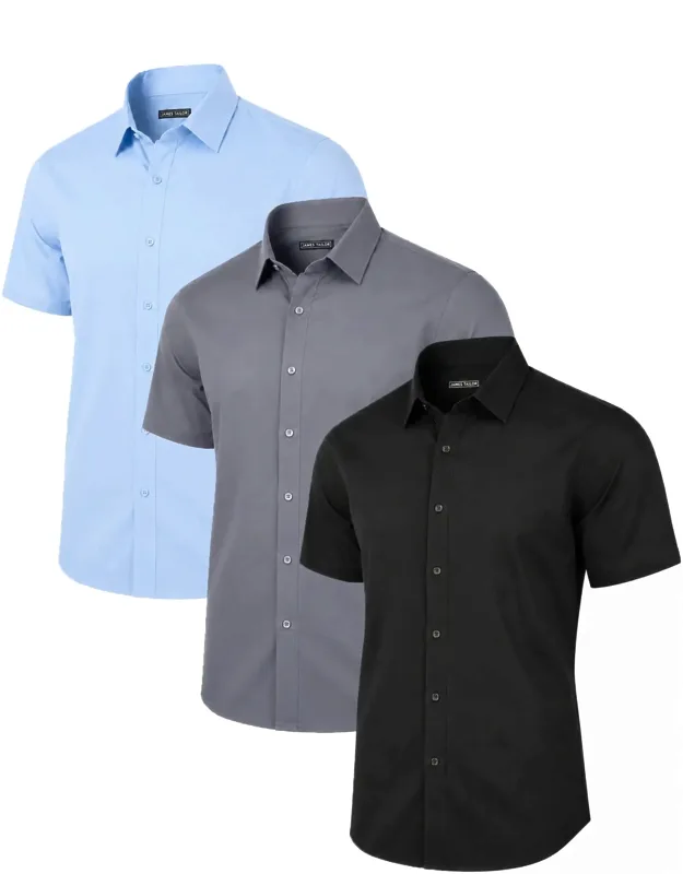Galaxy Slim Fit Short Sleeve Stretch Dress Shirt - 3 Pack
