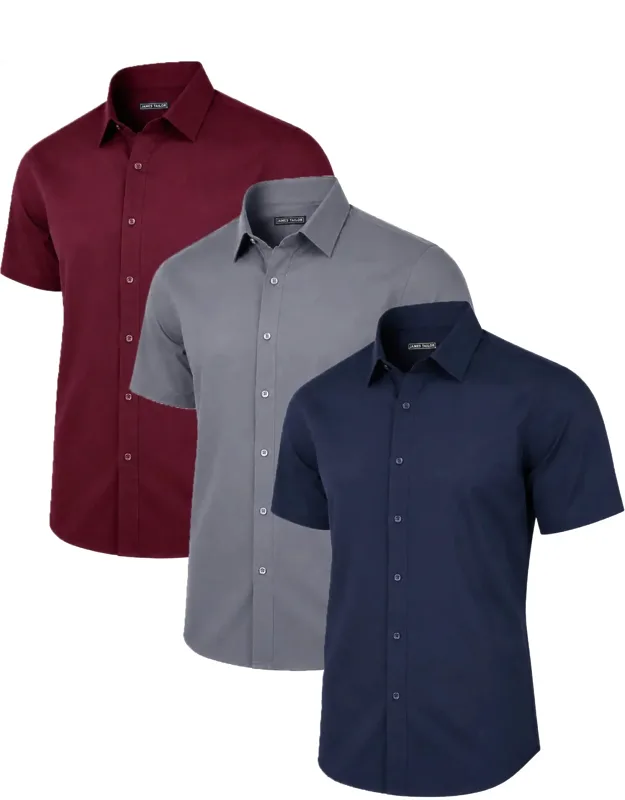 Galaxy Slim Fit Short Sleeve Stretch Dress Shirt - 3 Pack