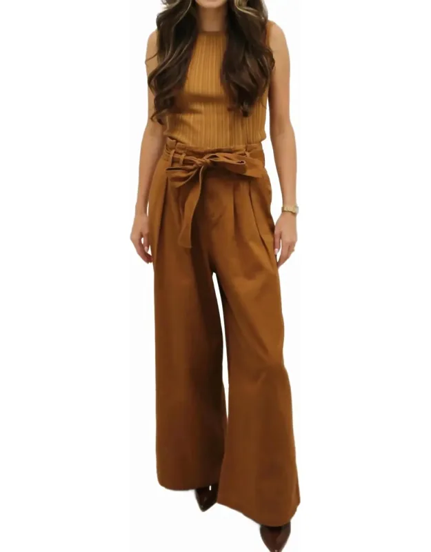 Cleo High Waisted Wide Leg Paper Bag Pants