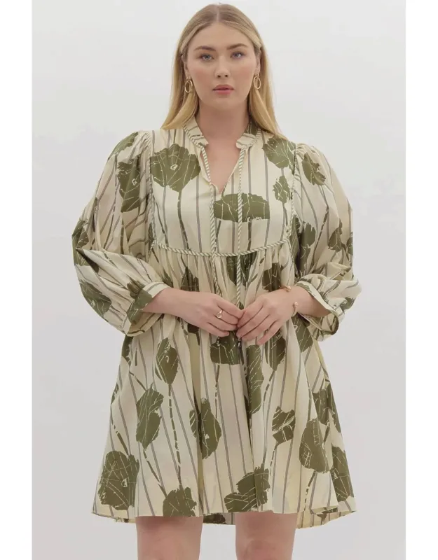 Floral Printed V-neck Mini Dress