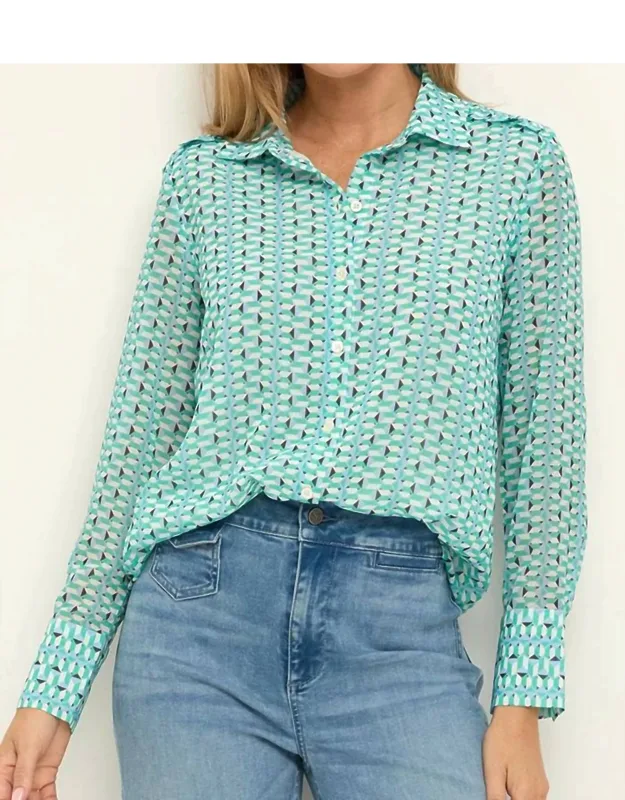 Geo Steps Chiffon Shirt
