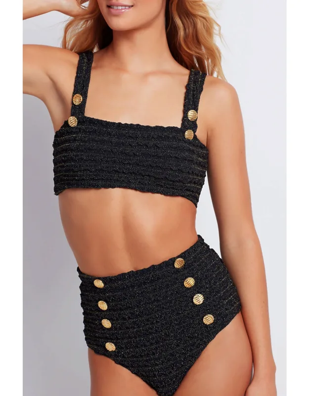 Crinkle Lurex Bikini Bottom