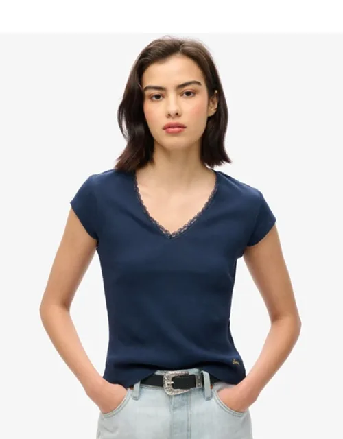 Athletic Essentials Lace Trim V-neck Top