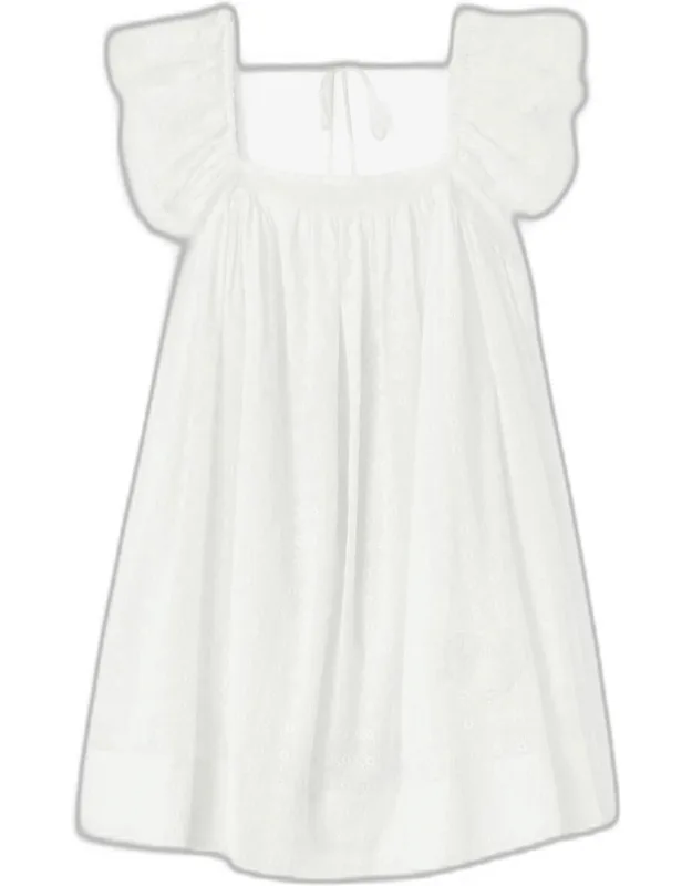 White Dress In Broderie Anglaise