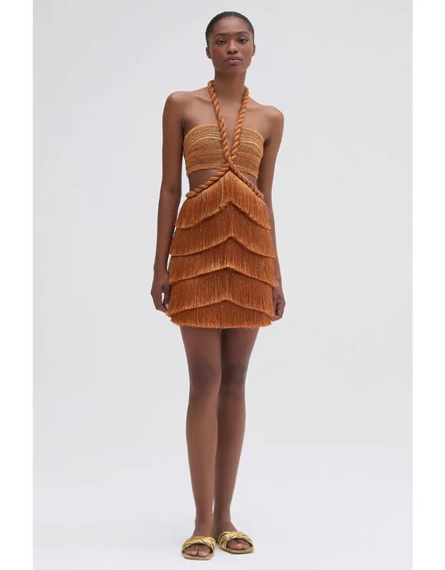 Pampas Fringe Cut Out Mini Dress
