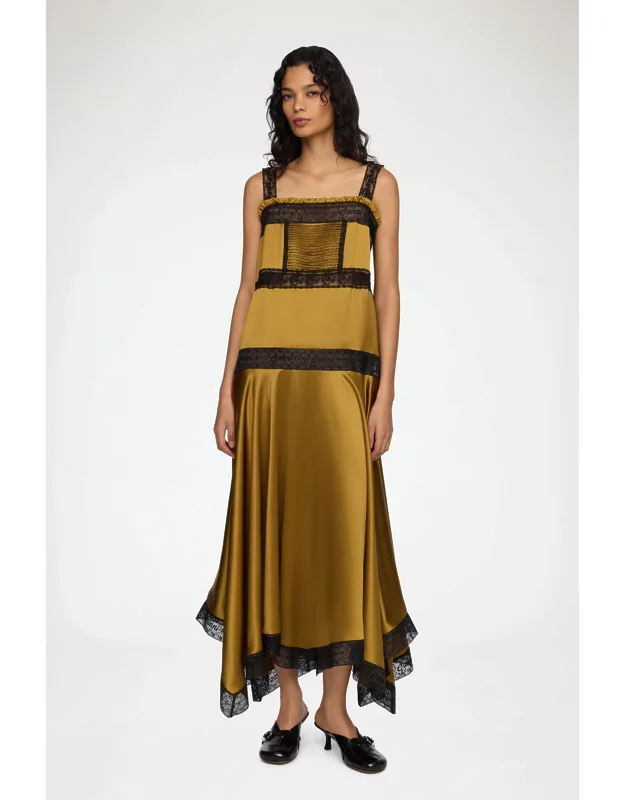 Olive Dress In Silk Satin
