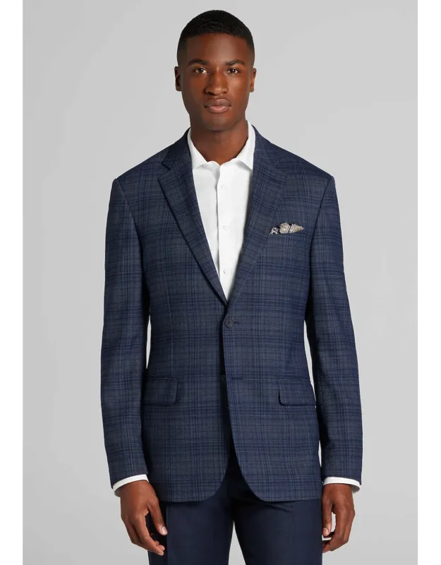 Traveler Coolmotion Tailored Fit Plaid Sportcoat