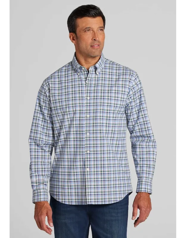 Traditional Fit Multi-check Button Up Shirt